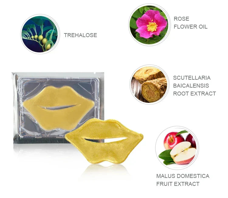 Plump Lipmask Beauty Moisturizing 24K Gold Collagen Crystal Lip Mask for Lip Care